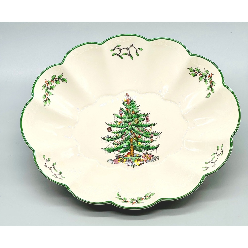 Spode Christmas Tree Dish Small Fluted Oval S3324U England Trinket Tray Candy